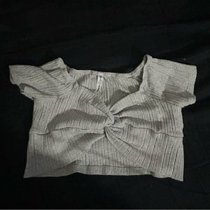 Grey Crossed Crop Top